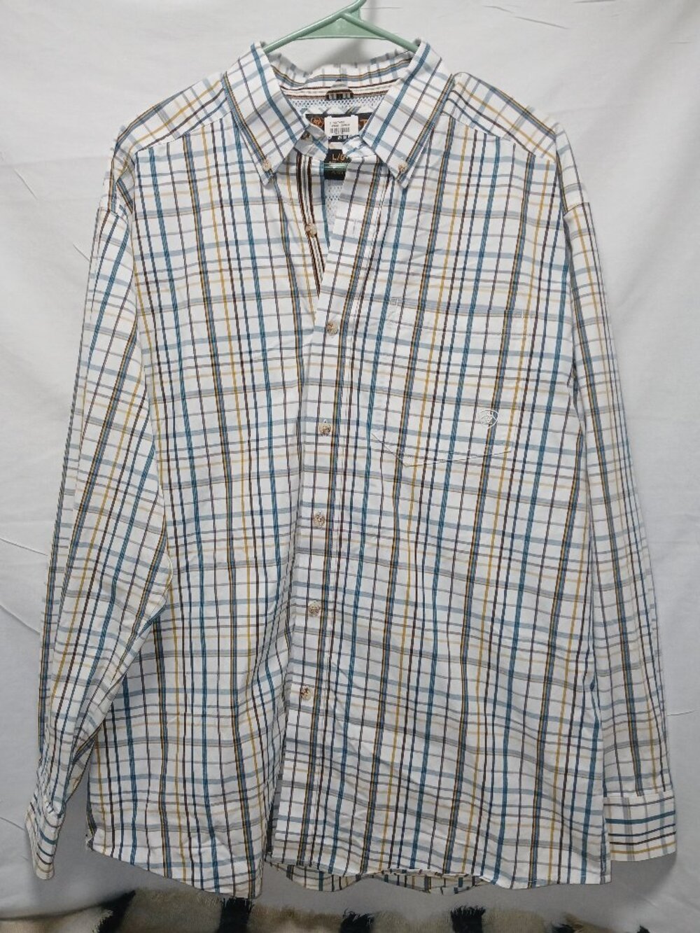 Ariat Pro Series Plaid Button-Up Shirt L – Blue Brown Check Western Performance